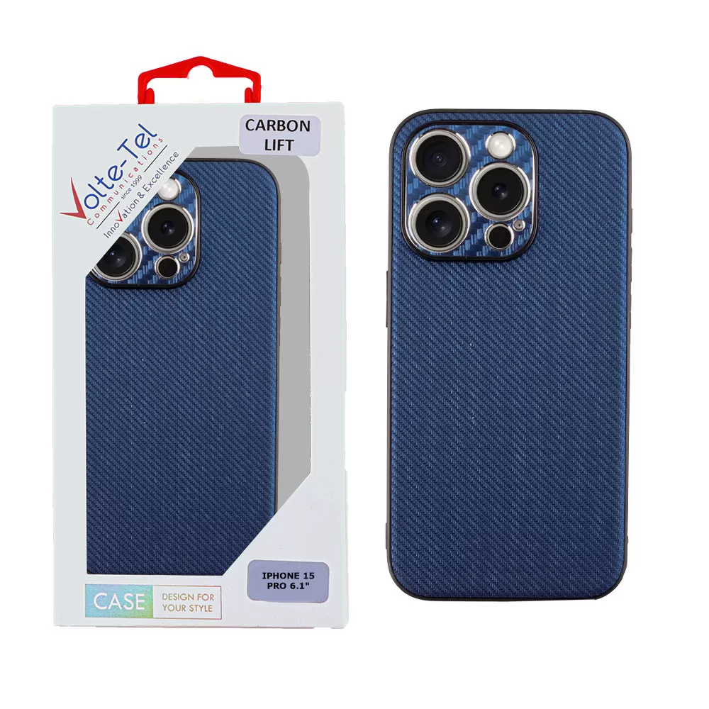VOLTE-TEL CARBON LIFT ΘΗΚΗ IPHONE 15 PRO 6.1in  FULL CAMERA PROTECTION BLUE