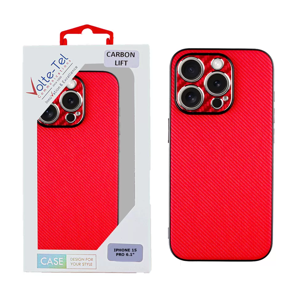 VOLTE-TEL CARBON LIFT ΘΗΚΗ IPHONE 15 PRO 6.1in  FULL CAMERA PROTECTION RED