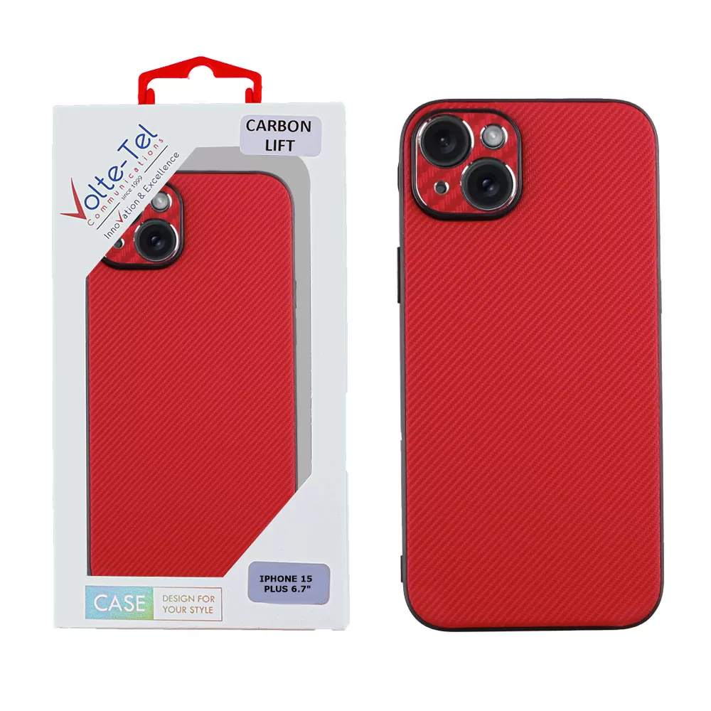VOLTE-TEL CARBON LIFT ΘΗΚΗ IPHONE 15 PLUS 6.7in  FULL CAMERA PROTECTION RED