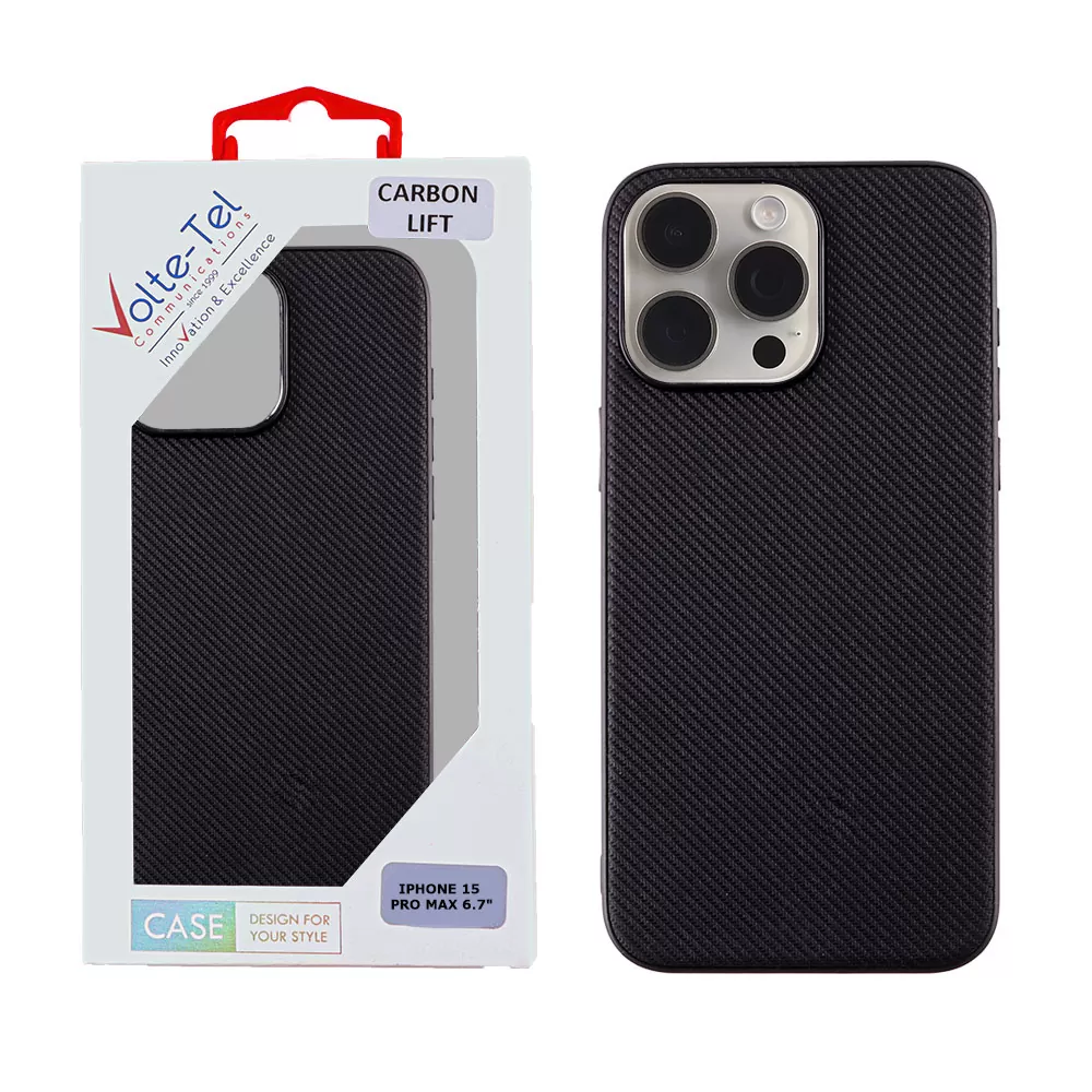 VOLTE-TEL CARBON LIFT ΘΗΚΗ IPHONE 15 PRO MAX 6.7in  CAMERA GUARD PROTECTION BLACK