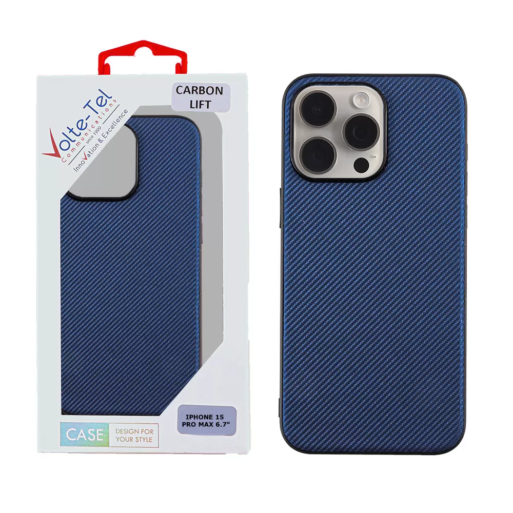 VOLTE-TEL CARBON LIFT ΘΗΚΗ IPHONE 15 PRO MAX 6.7in  CAMERA GUARD PROTECTION BLUE