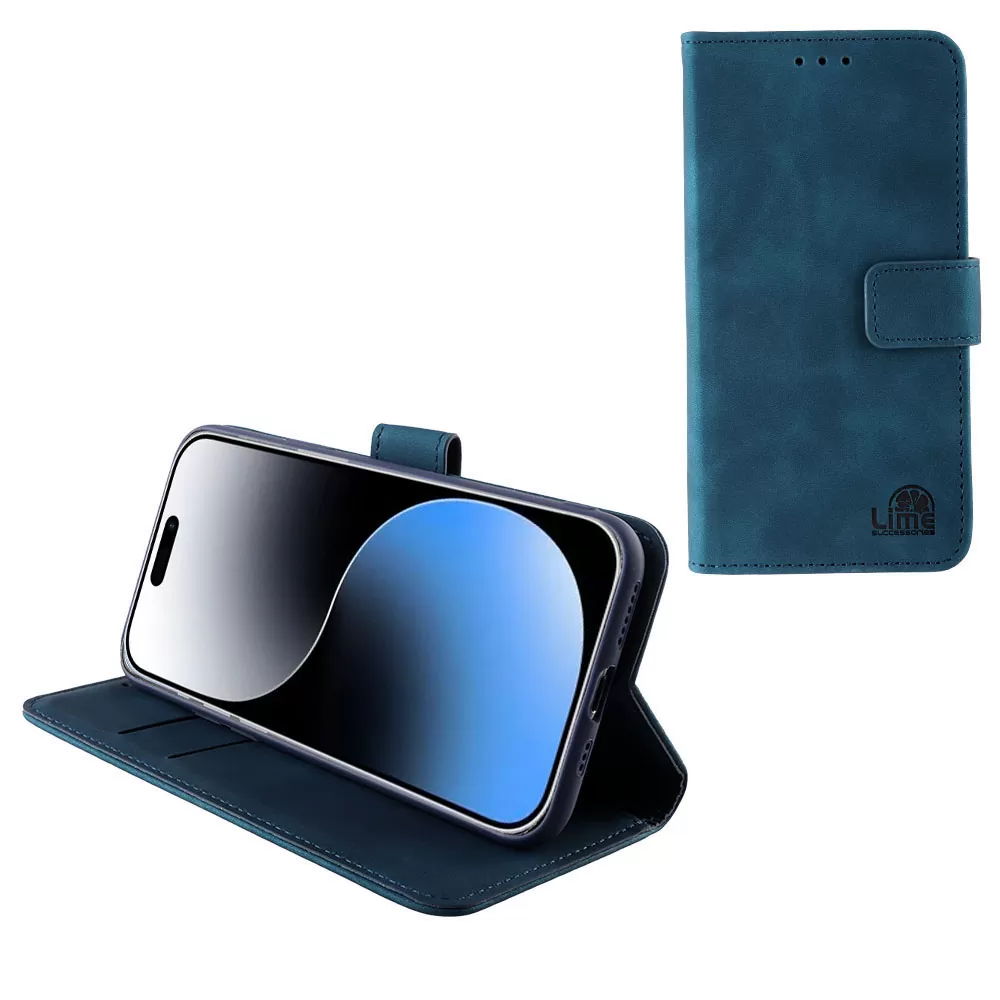 LIME ESSENTIAL ΘΗΚΗ IPHONE 15 PRO MAX 6.7in  MAGNET BOOK STAND CLIP DARK BLUE