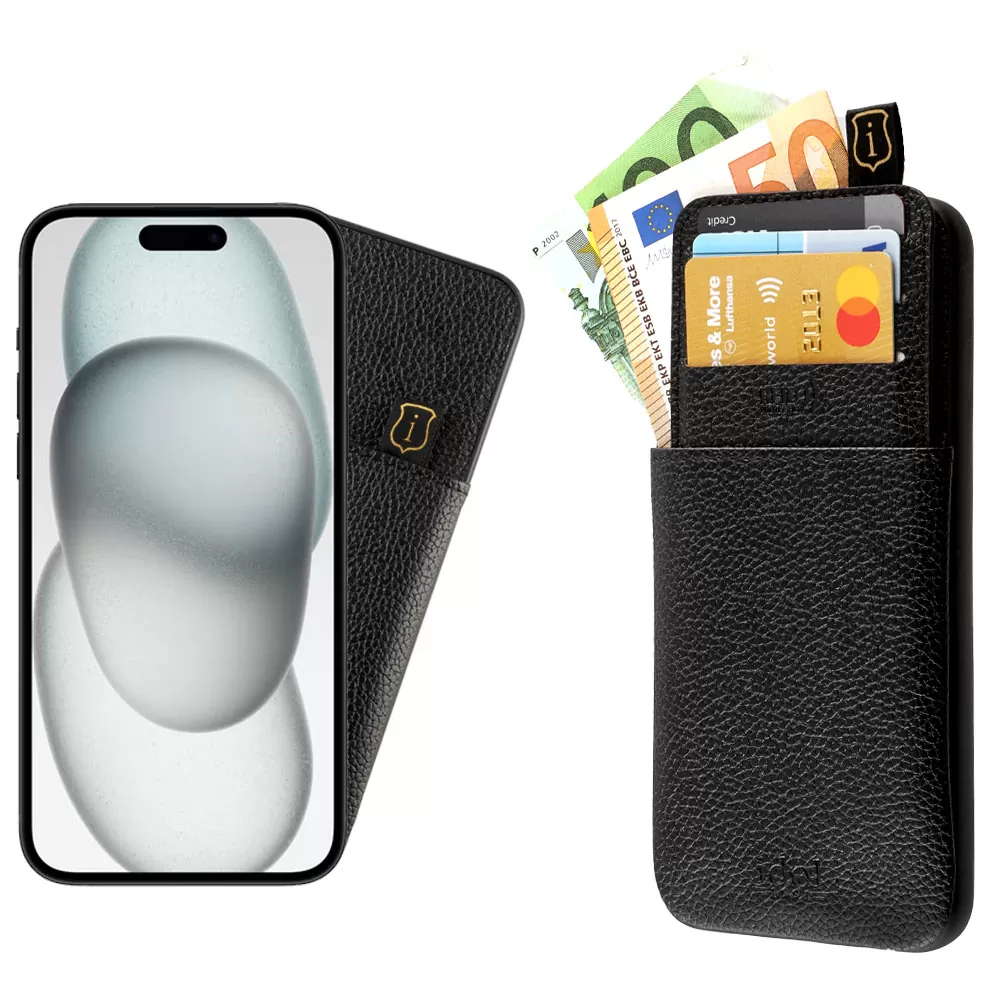 IDOL 1991 ANTI-RFID LEATHER SMART WALLET ΘΗΚΗ IPHONE 15 PLUS 6.7in CAMERA GUARD BLACK