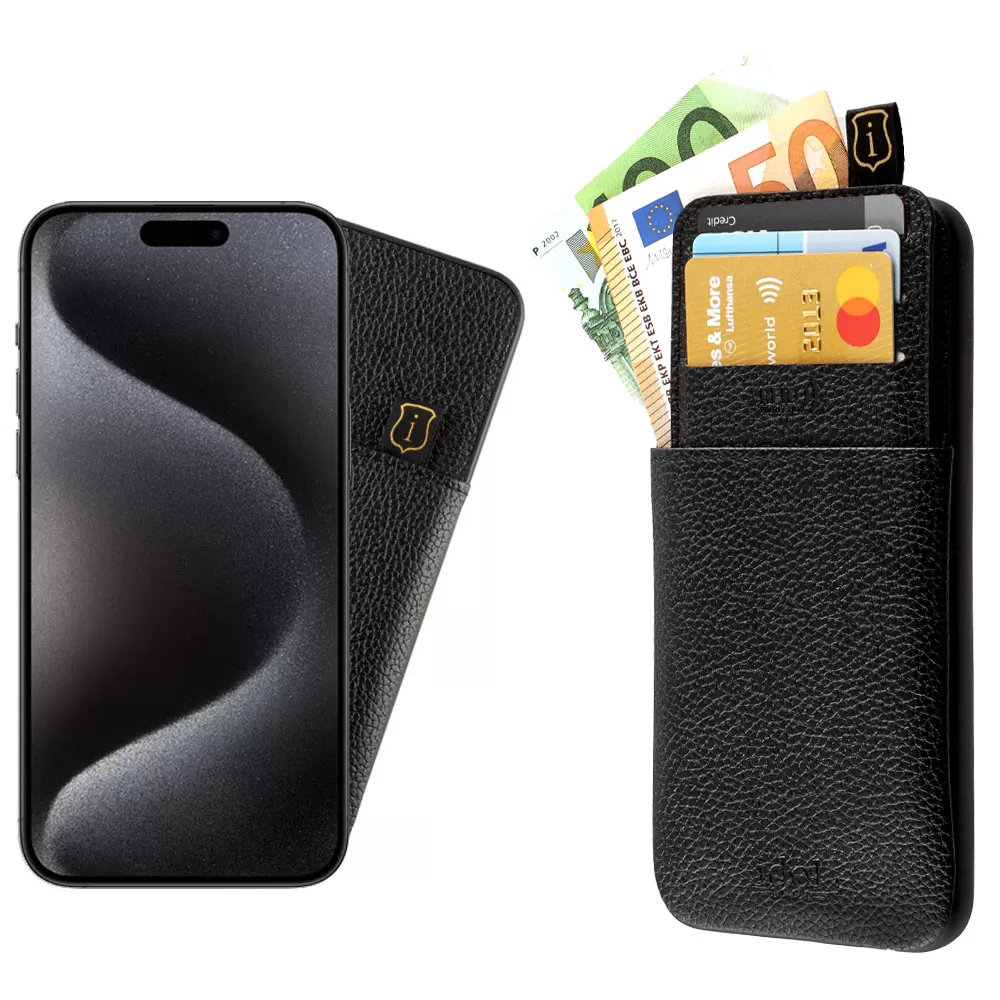 IDOL 1991 ANTI-RFID LEATHER SMART WALLET ΘΗΚΗ IPHONE 15 PRO MAX 6.7in CAMERA GUARD BLACK