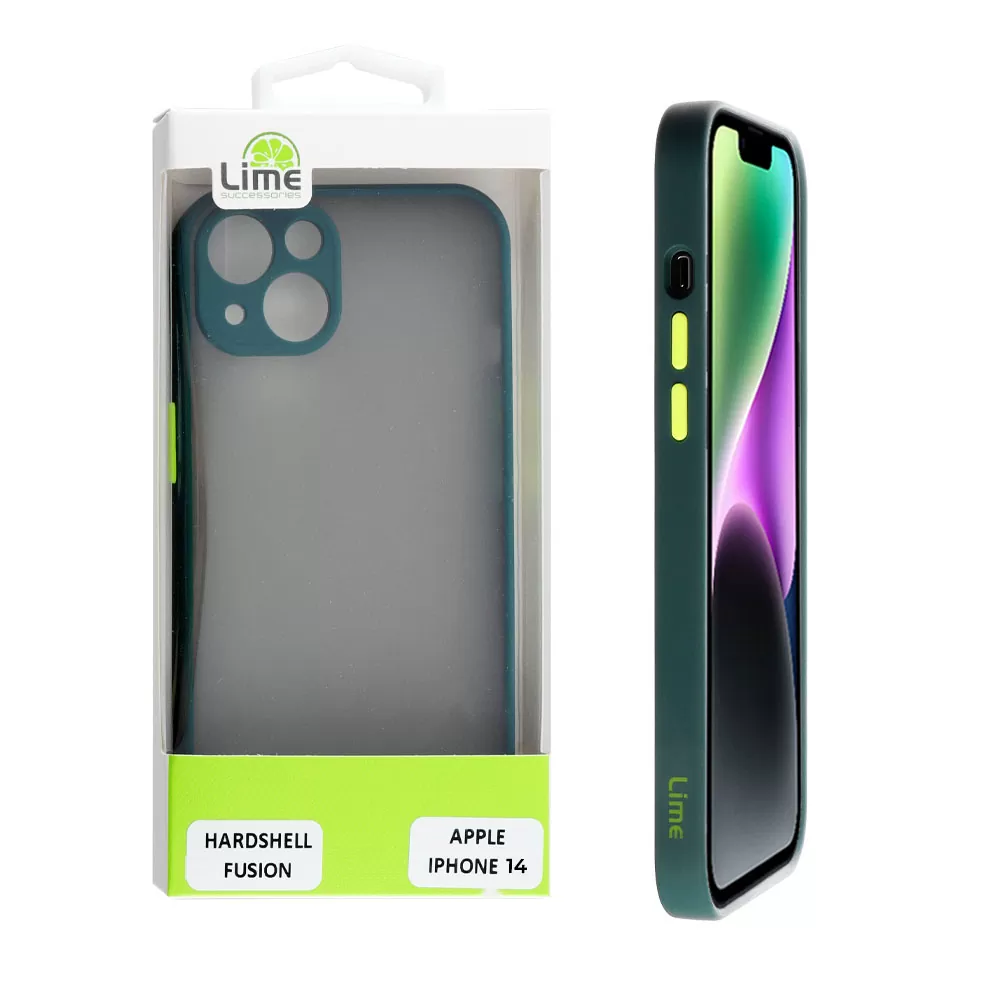 LIME HARDSHELL FUSION ΘΗΚΗ IPHONE 14 6.1in  FULL CAMERA PROTECTION GREEN WITH YELLOW KEYS