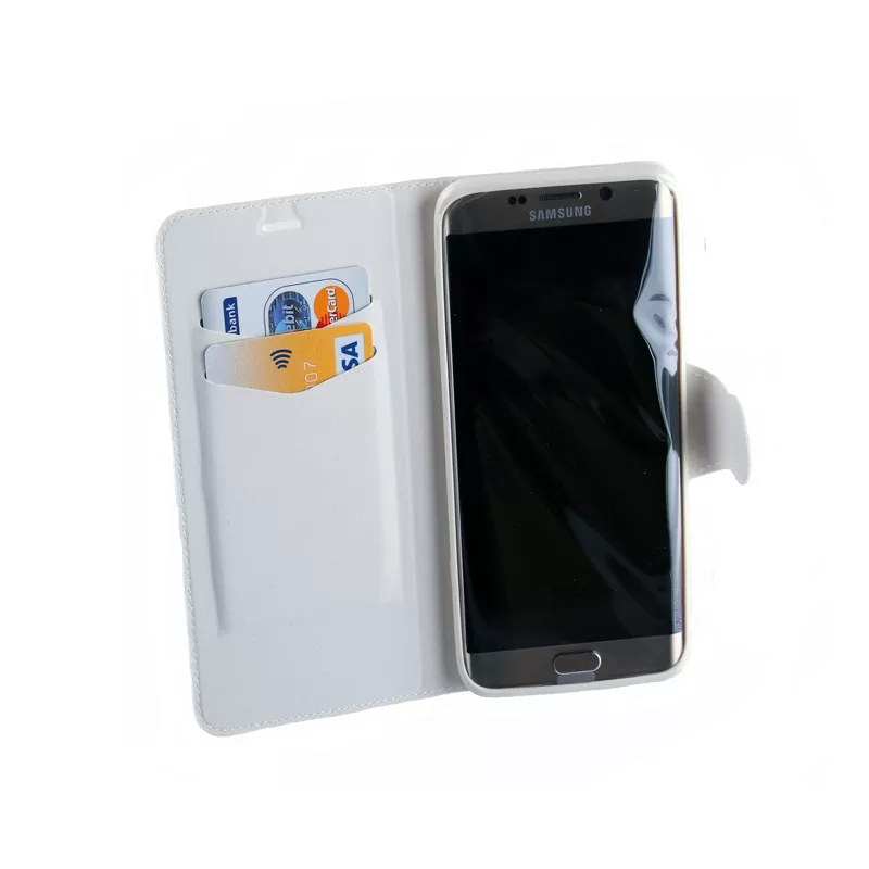 VOLTE-TEL ΘΗΚΗ SAMSUNG S6 EDGE G925 LINE LEATHER-TPU BOOK STAND WHITE - Image 3