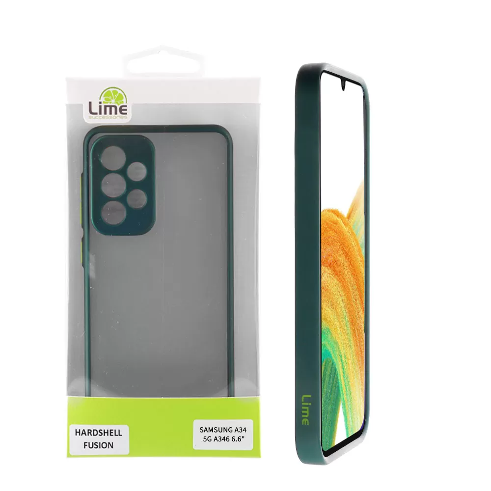 LIME HARDSHELL FUSION ΘΗΚΗ SAMSUNG A34 5G A346 6.6in  FULL CAMERA PROTECTION GREEN WITH YELLOW KEYS