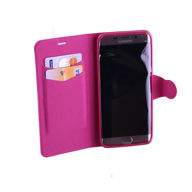 VOLTE-TEL ΘΗΚΗ SAMSUNG S6 EDGE G925 LINE LEATHER-TPU BOOK STAND PINK - Image 5