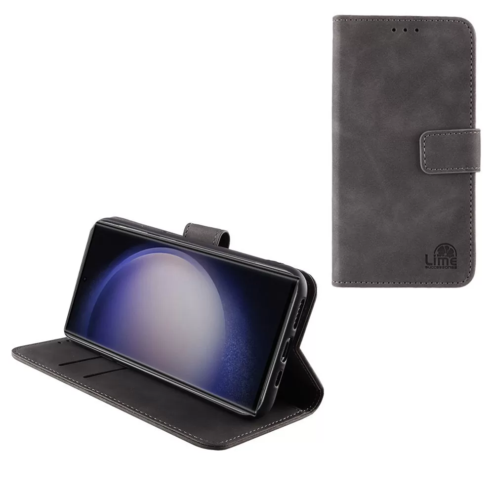 LIME ESSENTIAL ΘΗΚΗ SAMSUNG S23 ULTRA 5G S918 6.8in  MAGNET BOOK STAND CLIP GREY