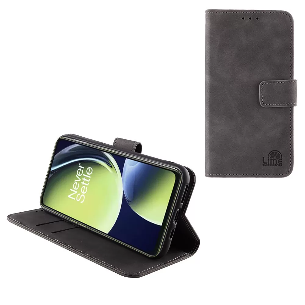 LIME ESSENTIAL ΘΗΚΗ ONEPLUS NORD CE 3 LITE 5G 6.72in  MAGNET BOOK STAND CLIP GREY