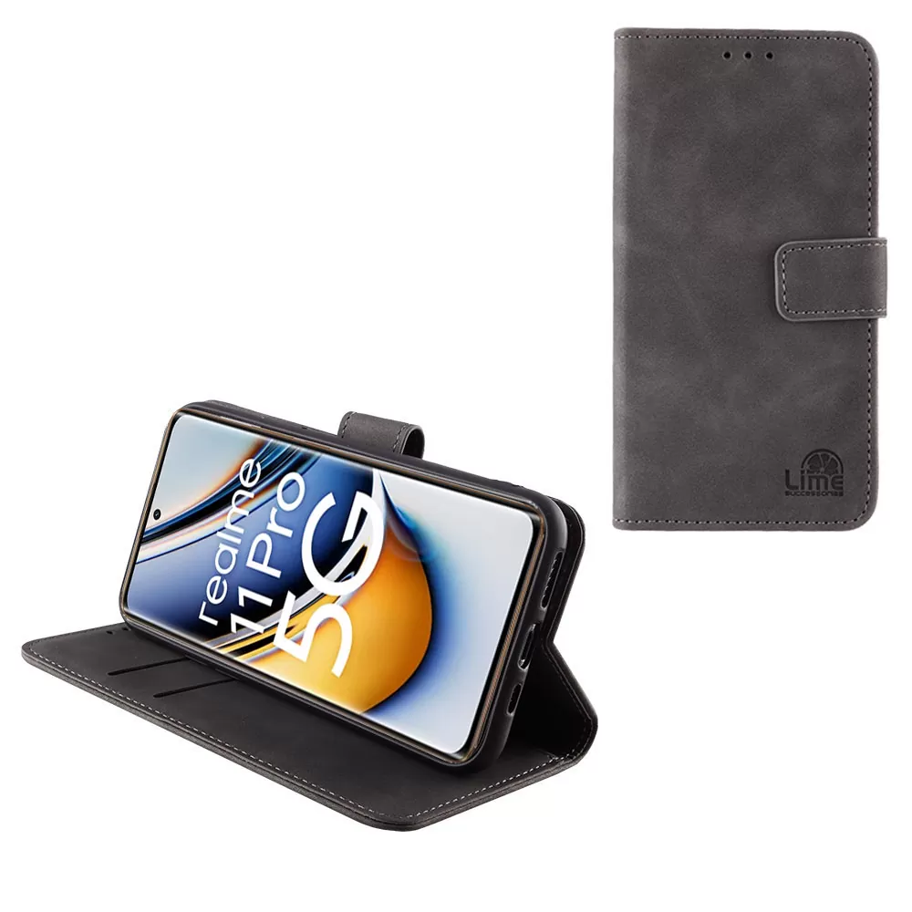 LIME ESSENTIAL ΘΗΚΗ REALME 11 PRO 5G/11 PRO PLUS 5G 6.7in  MAGNET BOOK STAND CLIP GREY
