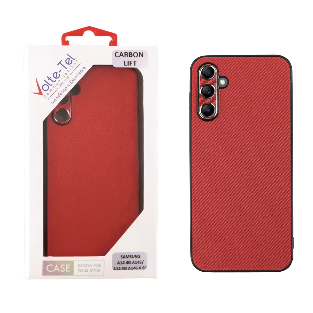 VOLTE-TEL CARBON LIFT ΘΗΚΗ SAMSUNG A14 4G A145/A14 5G A146 6.6in  FULL CAMERA PROTECTION RED