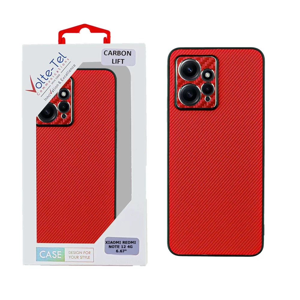 VOLTE-TEL CARBON LIFT ΘΗΚΗ XIAOMI REDMI NOTE 12 4G 6.67in  FULL CAMERA PROTECTION RED