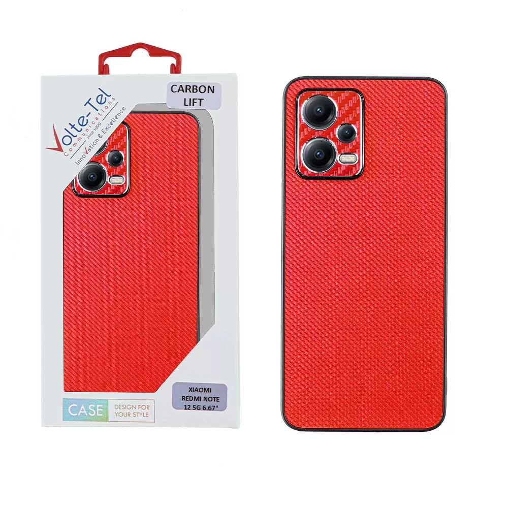 VOLTE-TEL CARBON LIFT ΘΗΚΗ XIAOMI REDMI NOTE 12 5G 6.67in  FULL CAMERA PROTECTION RED