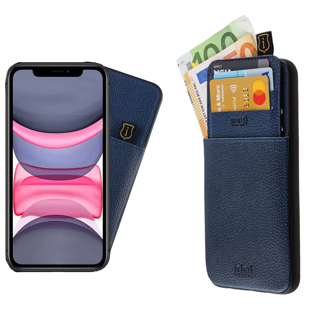 IDOL 1991 ANTI-RFID LEATHER SMART WALLET ΘΗΚΗ IPHONE 11 6.1in CAMERA GUARD BLUE