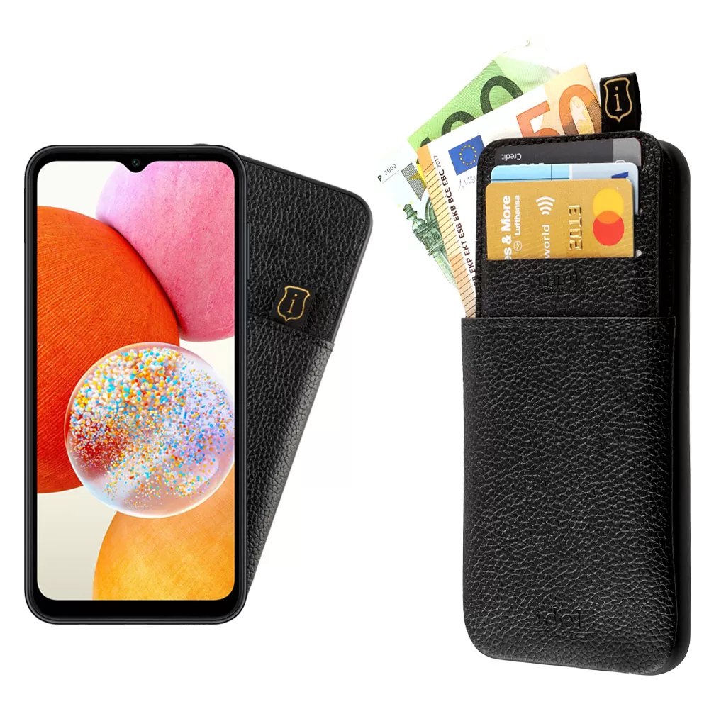 IDOL 1991 ANTI-RFID LEATHER SMART WALLET ΘΗΚΗ SAMSUNG A14 4G A145/A14 5G A146 6.6in CAMERA GUARD BLACK