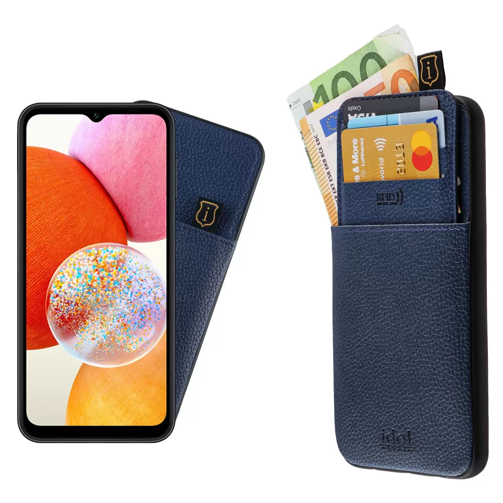 IDOL 1991 ANTI-RFID LEATHER SMART WALLET ΘΗΚΗ SAMSUNG A14 4G A145/A14 5G A146 6.6in CAMERA GUARD BLUE