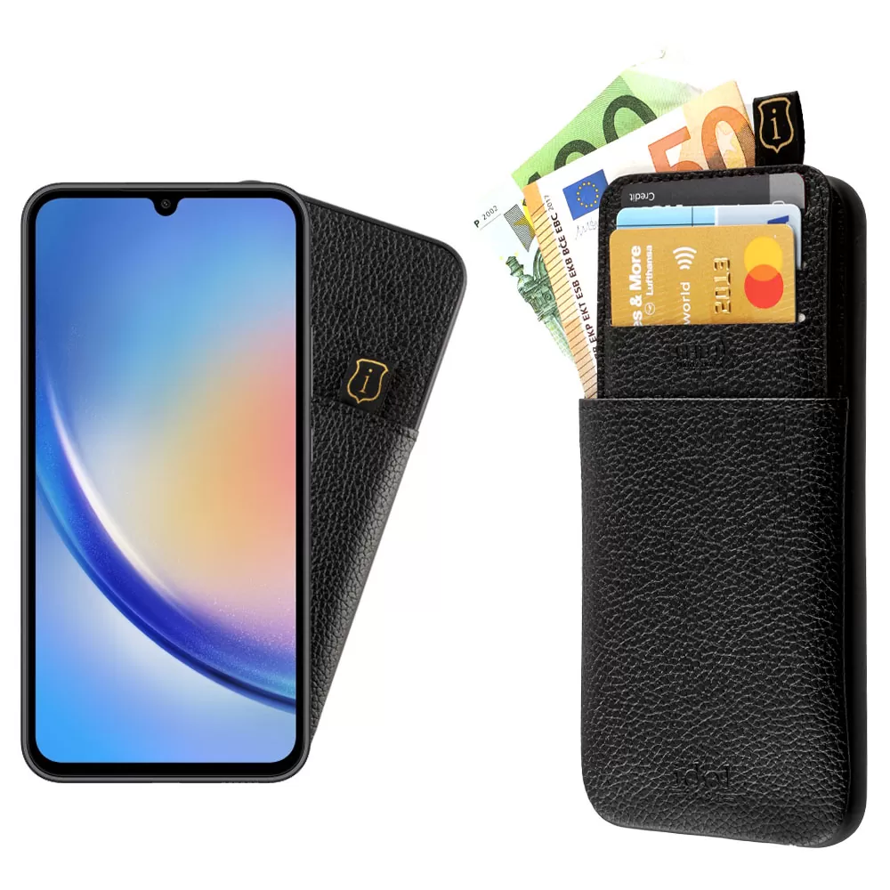IDOL 1991 ANTI-RFID LEATHER SMART WALLET ΘΗΚΗ SAMSUNG A34 5G A346 6.6in CAMERA GUARD BLACK