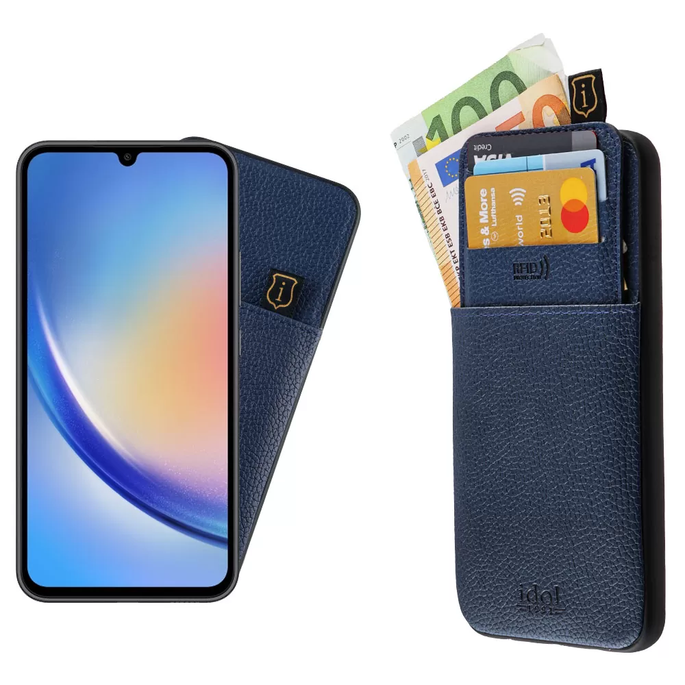 IDOL 1991 ANTI-RFID LEATHER SMART WALLET ΘΗΚΗ SAMSUNG A34 5G A346 6.6in CAMERA GUARD BLUE