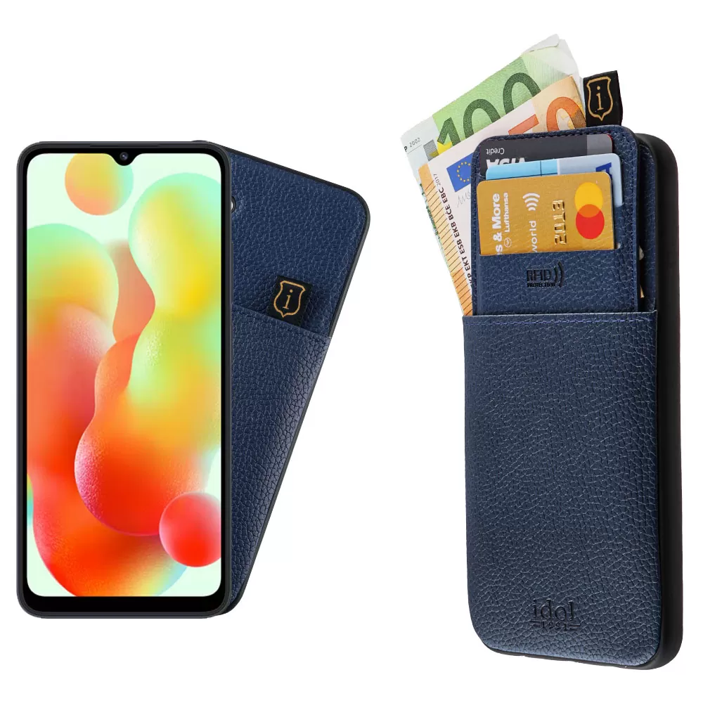 IDOL 1991 ANTI-RFID LEATHER SMART WALLET ΘΗΚΗ XIAOMI REDMI 12C 6.71in FULL CAMERA PROTECTION BLUE