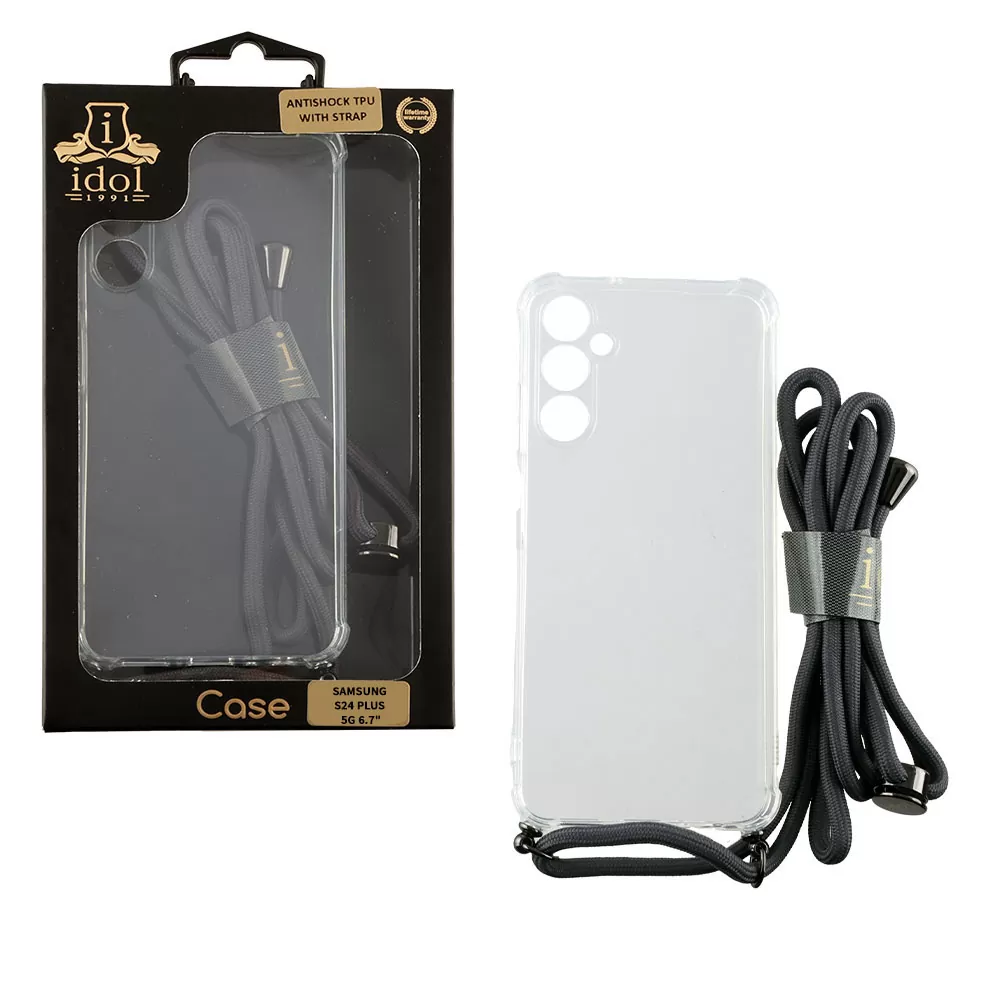 IDOL 1991 ANTISHOCK AIR TPU ΘΗΚΗ SAMSUNG S24 PLUS 5G S926 6.7in WITH STRAP FULL CAMERA PROTECTION ΔΙΑΦΑΝΗ
