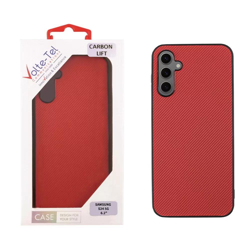 VOLTE-TEL CARBON LIFT ΘΗΚΗ SAMSUNG S24 5G S921 6.2in  CAMERA GUARD RED