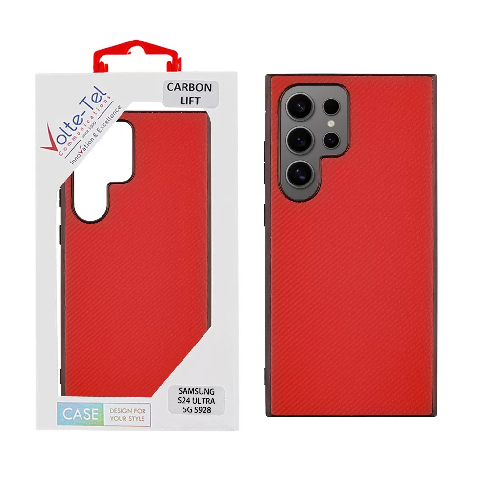 VOLTE-TEL CARBON LIFT ΘΗΚΗ SAMSUNG S24 ULTRA 5G S928 6.8in  CAMERA GUARD RED