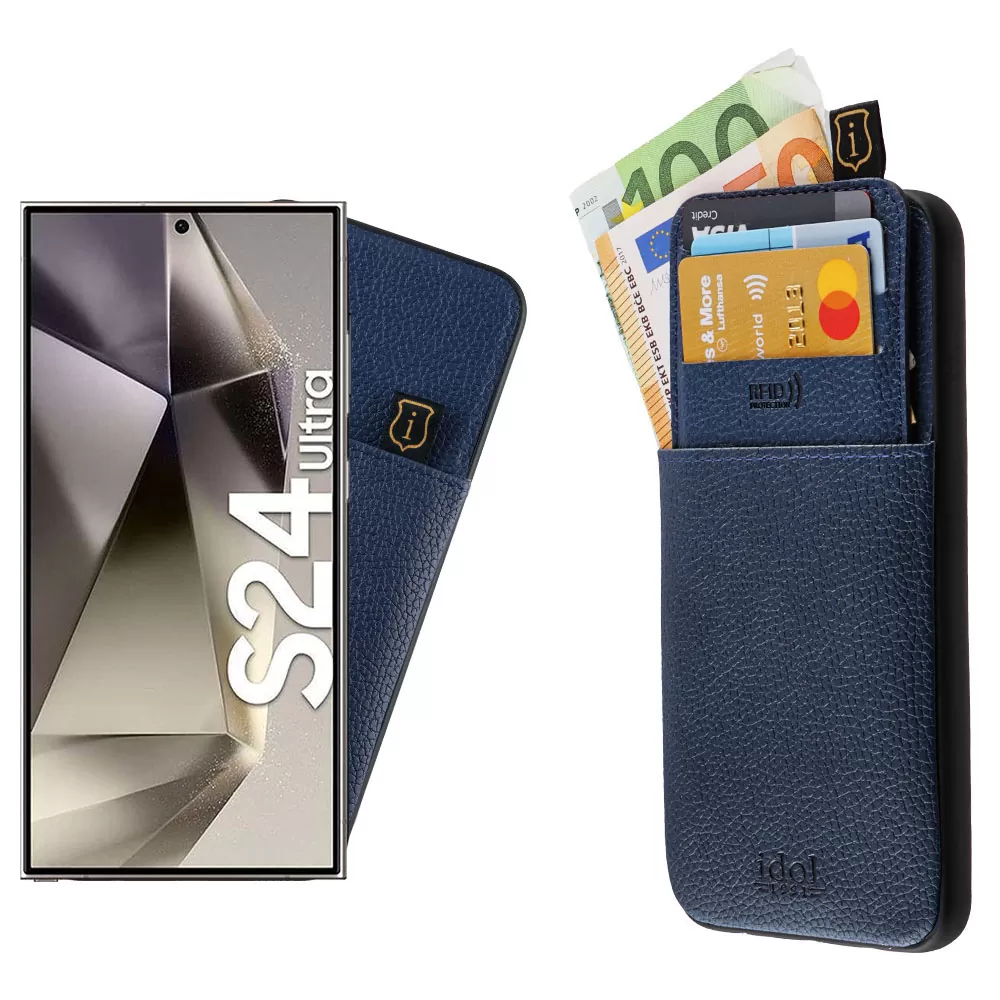 IDOL 1991 ANTI-RFID LEATHER SMART WALLET ΘΗΚΗ SAMSUNG S24 ULTRA 5G S928 6.8in CAMERA GUARD BLUE