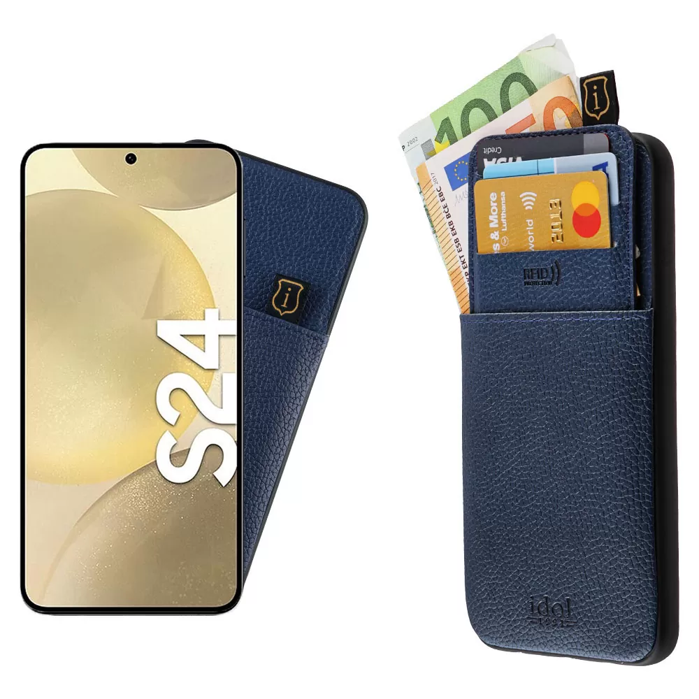 IDOL 1991 ANTI-RFID LEATHER SMART WALLET ΘΗΚΗ SAMSUNG S24 5G S921 6.2in CAMERA GUARD BLUE