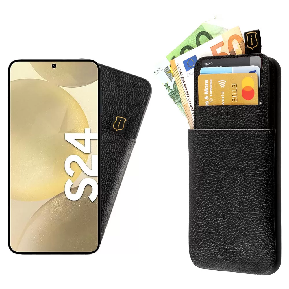 IDOL 1991 ANTI-RFID LEATHER SMART WALLET ΘΗΚΗ SAMSUNG S24 5G S921 6.2in CAMERA GUARD BLACK