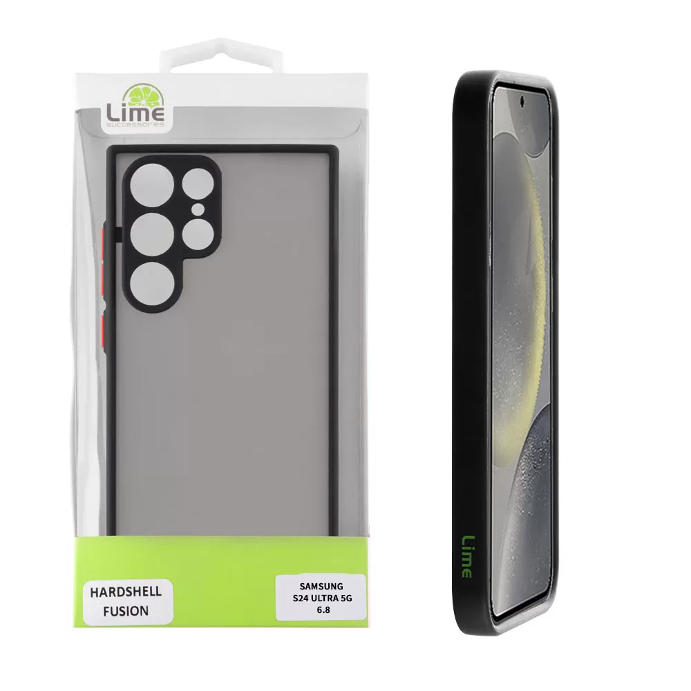 LIME HARDSHELL FUSION ΘΗΚΗ SAMSUNG S24 ULTRA 5G S928 6.8in  FULL CAMERA PROTECTION BLACK WITH RED KEYS