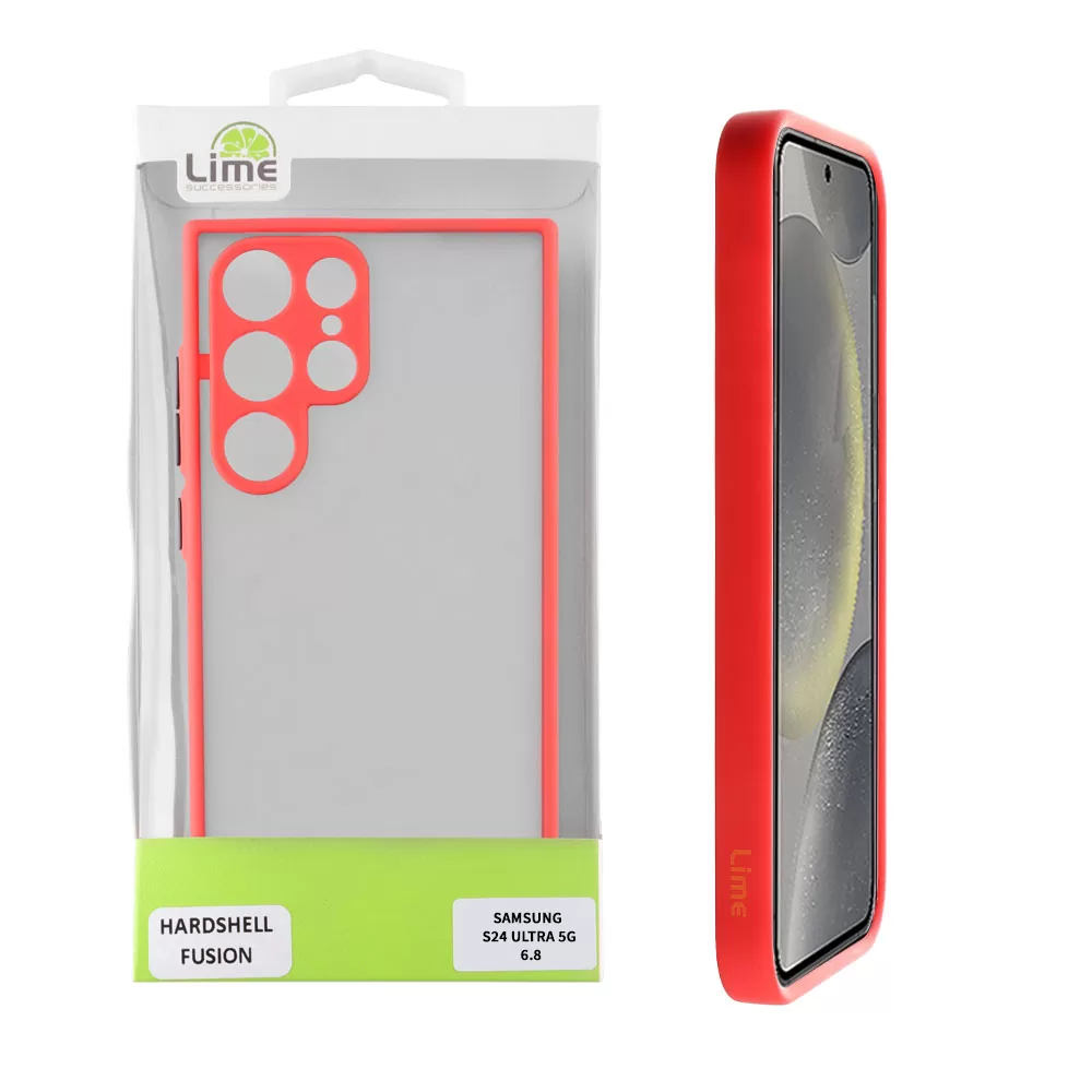 LIME HARDSHELL FUSION ΘΗΚΗ SAMSUNG S24 ULTRA 5G S928 6.8in  FULL CAMERA PROTECTION RED WITH BLACK KEYS