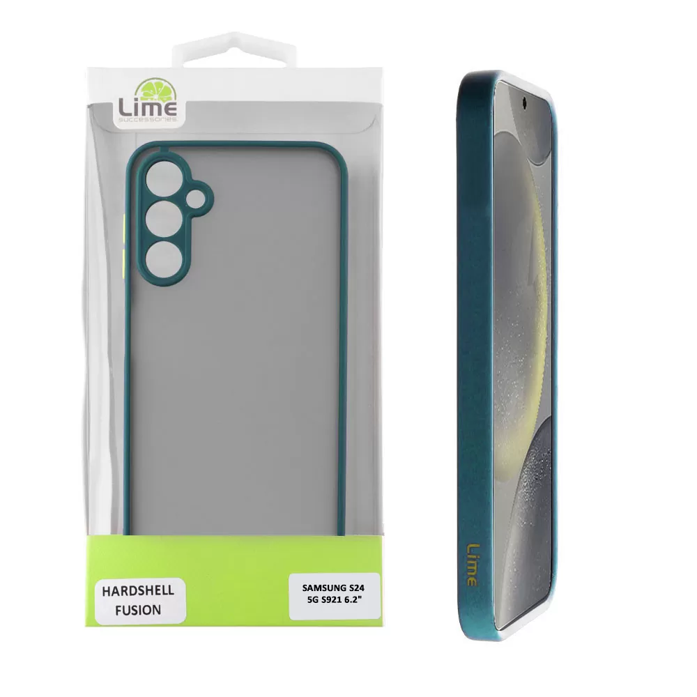 LIME HARDSHELL FUSION ΘΗΚΗ SAMSUNG S24 5G S921 6.2in  FULL CAMERA PROTECTION GREEN WITH YELLOW KEYS
