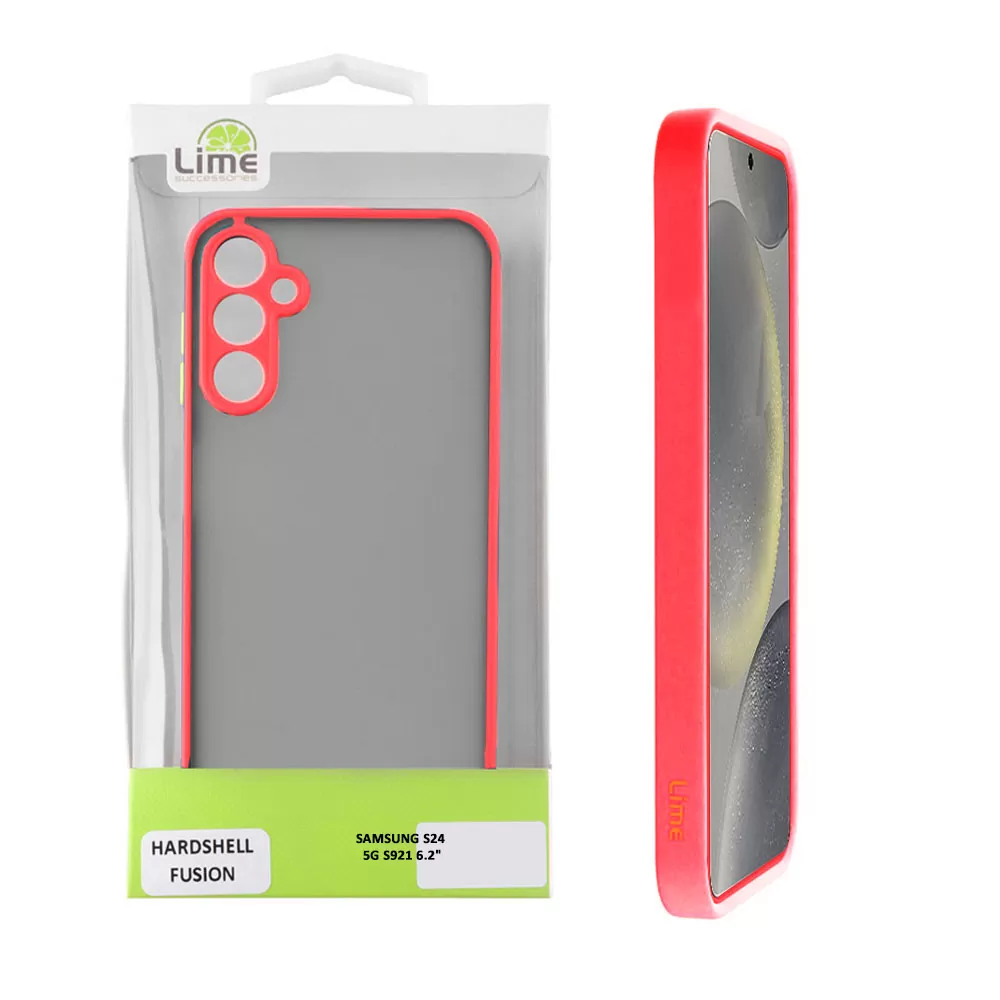 LIME HARDSHELL FUSION ΘΗΚΗ SAMSUNG S24 5G S921 6.2in  FULL CAMERA PROTECTION RED WITH BLACK KEYS