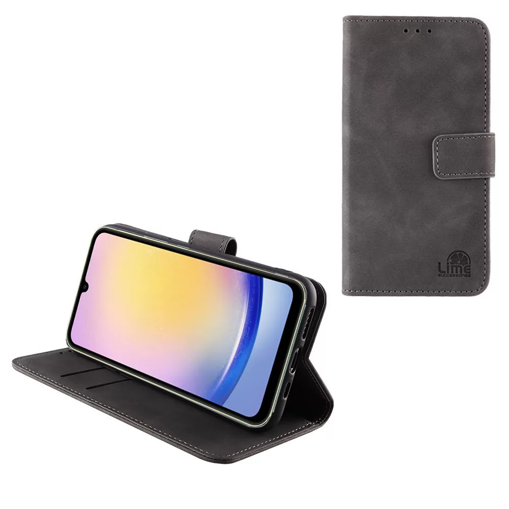 LIME ESSENTIAL ΘΗΚΗ SAMSUNG A25 5G A256 6.5in  MAGNET BOOK STAND CLIP GREY