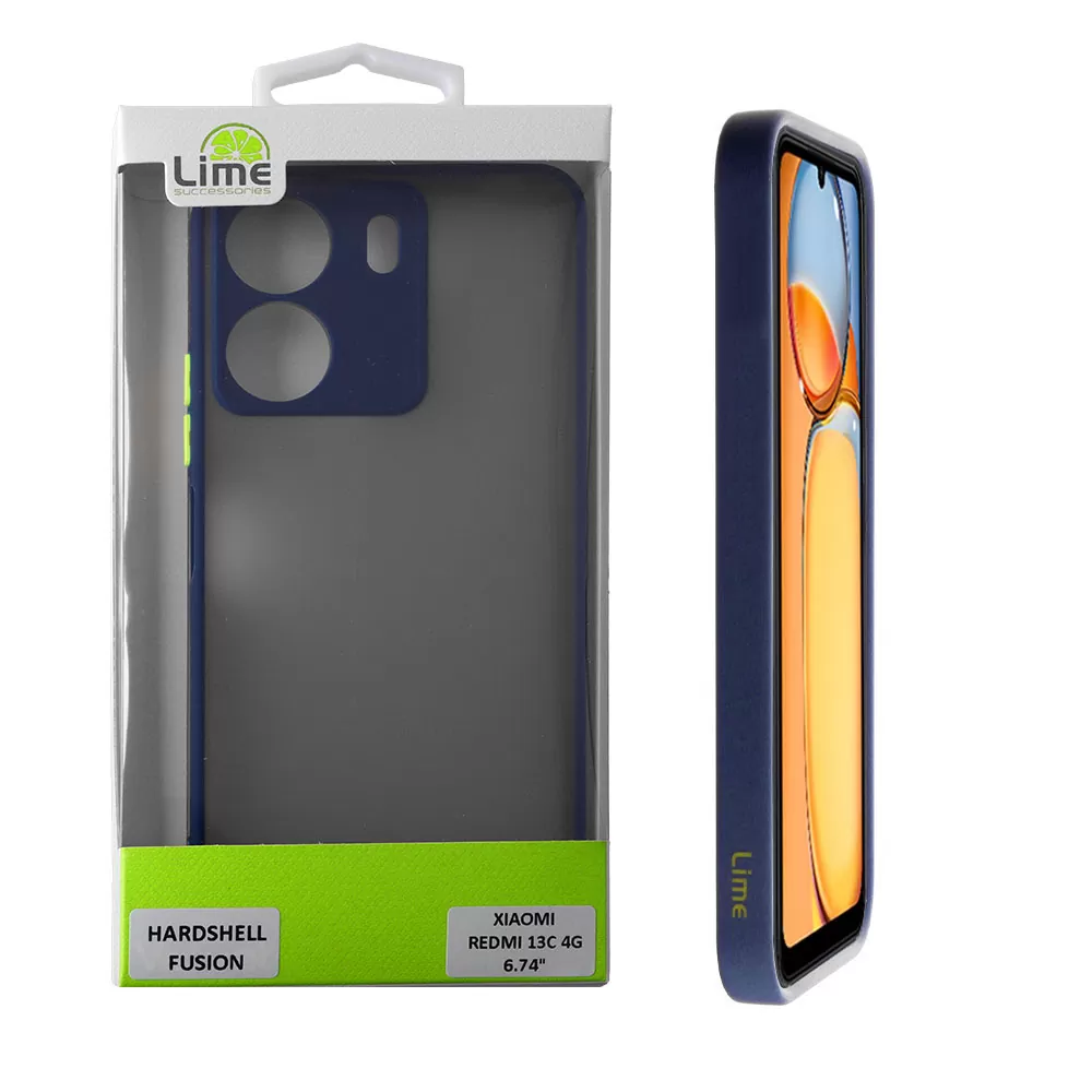 LIME HARDSHELL FUSION ΘΗΚΗ XIAOMI REDMI 13C 4G 6.74in  FULL CAMERA PROTECTION BLUE WITH YELLOW KEYS