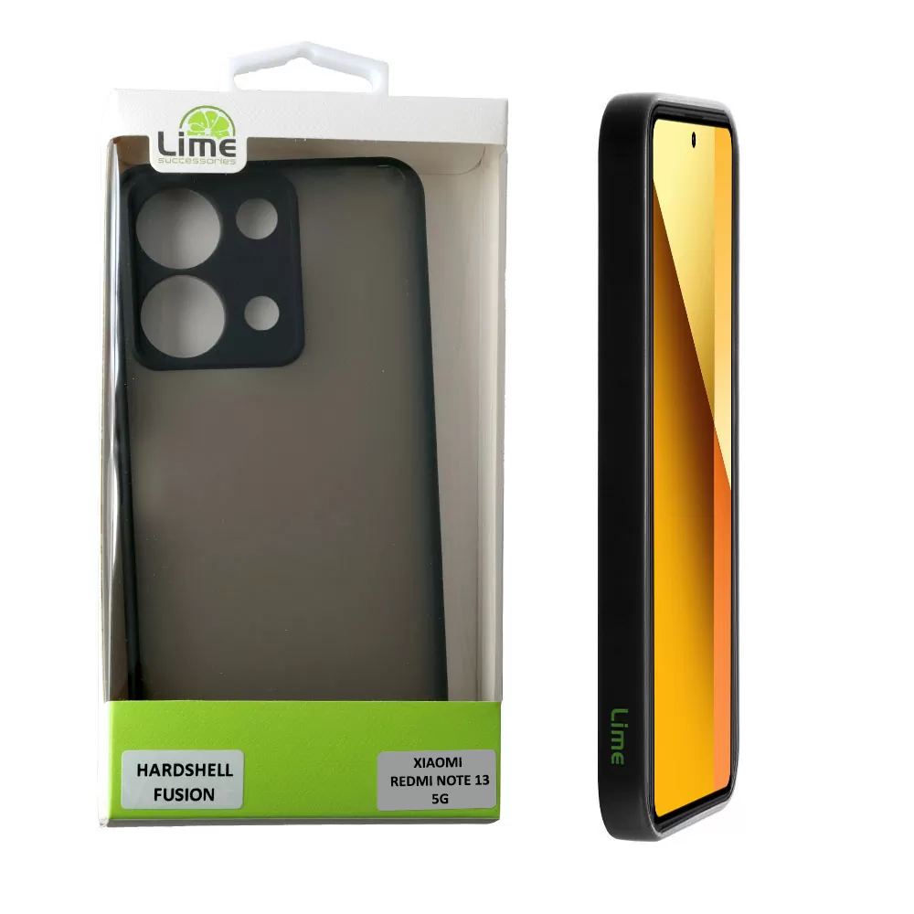 LIME HARDSHELL FUSION ΘΗΚΗ XIAOMI REDMI NOTE 13 5G 6.67in  FULL CAMERA PROTECTION BLACK WITH RED KEYS