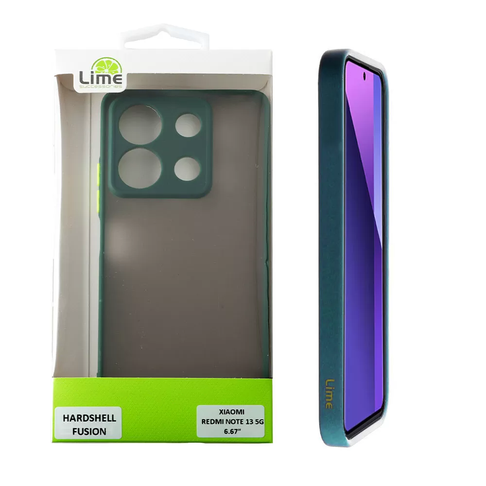 LIME HARDSHELL FUSION ΘΗΚΗ XIAOMI REDMI NOTE 13 5G 6.67in  FULL CAMERA PROTECTION GREEN WITH YELLOW KEYS