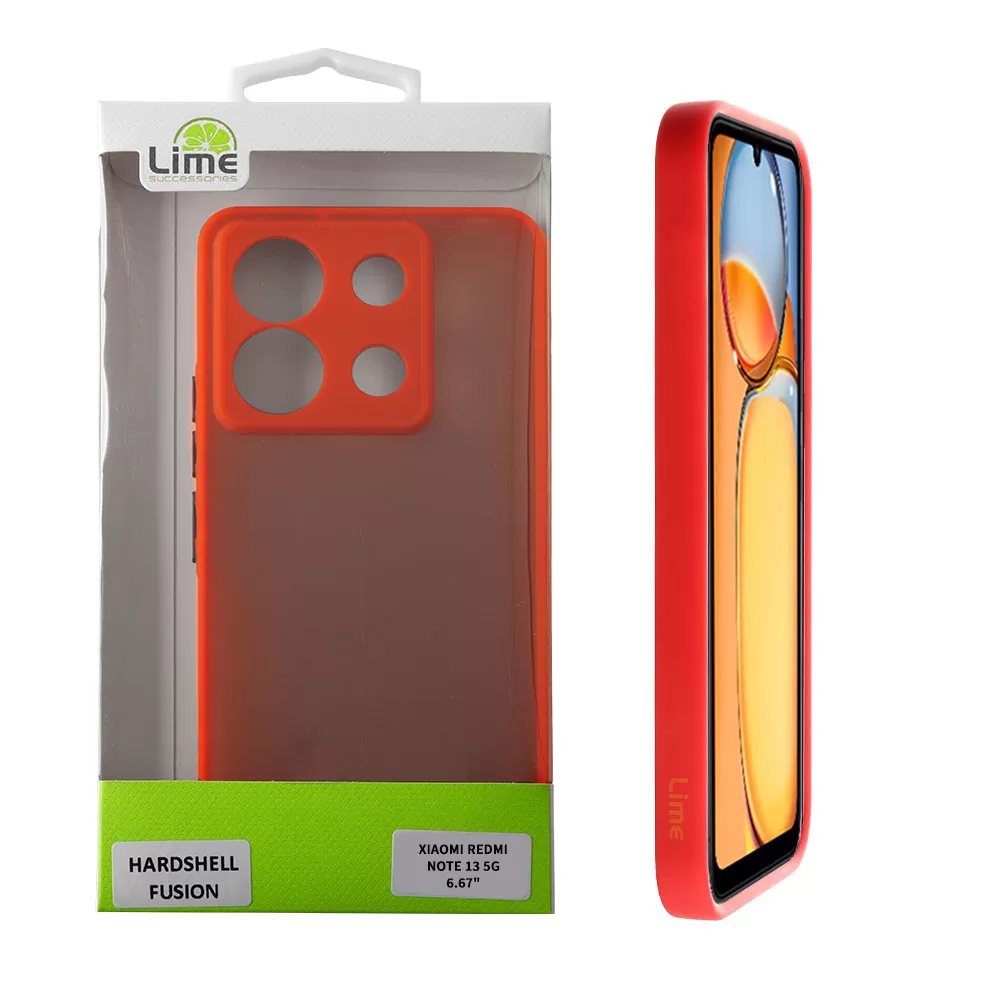 LIME HARDSHELL FUSION ΘΗΚΗ XIAOMI REDMI NOTE 13 5G 6.67in  FULL CAMERA PROTECTION RED WITH BLACK KEYS
