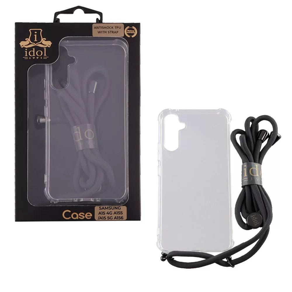 IDOL 1991 ANTISHOCK AIR TPU ΘΗΚΗ SAMSUNG A15 4G A155/A15 5G A156 6.4in WITH STRAP FULL CAMERA PROTECTION ΔΙΑΦΑΝΗ