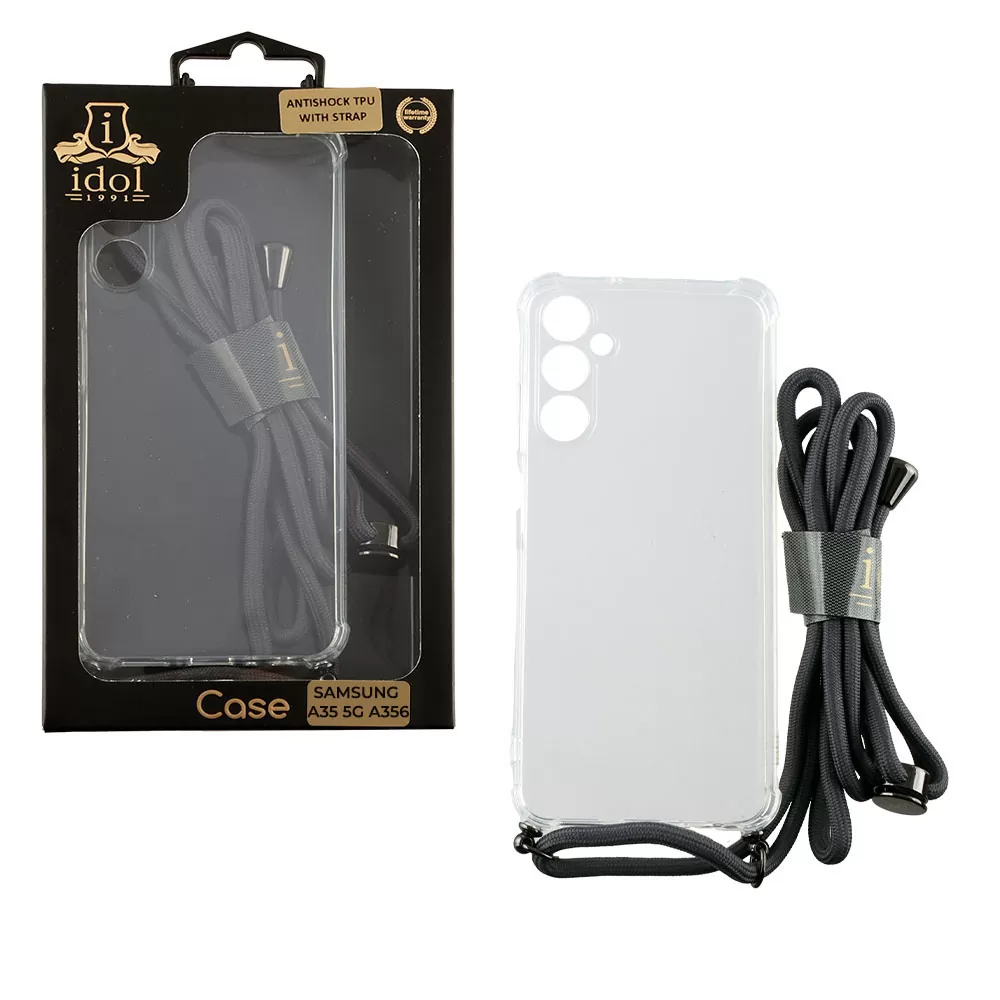 IDOL 1991 ANTISHOCK AIR TPU ΘΗΚΗ SAMSUNG A35 5G A356 6.6in  WITH STRAP FULL CAMERA PROTECTION ΔΙΑΦΑΝΗ