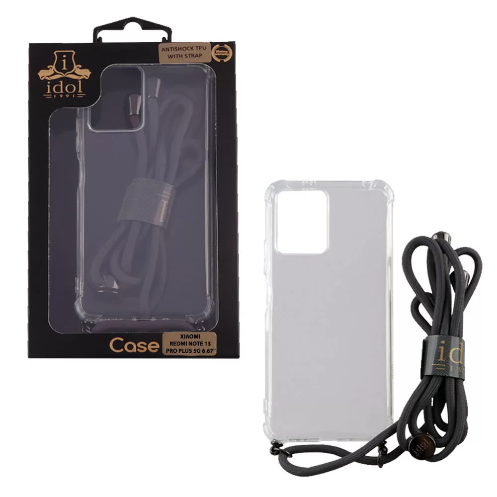 IDOL 1991 ANTISHOCK AIR TPU ΘΗΚΗ XIAOMI REDMI NOTE 13 PRO PLUS 5G 6.67in WITH STRAP FULL CAMERA PROTECTION ΔΙΑΦΑΝΗ