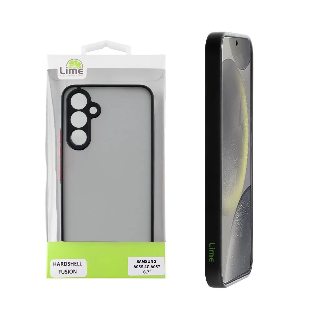 LIME HARDSHELL FUSION ΘΗΚΗ SAMSUNG A05s 4G A057/F14 4G E145 6.7in  FULL CAMERA PROTECTION BLACK WITH RED KEYS