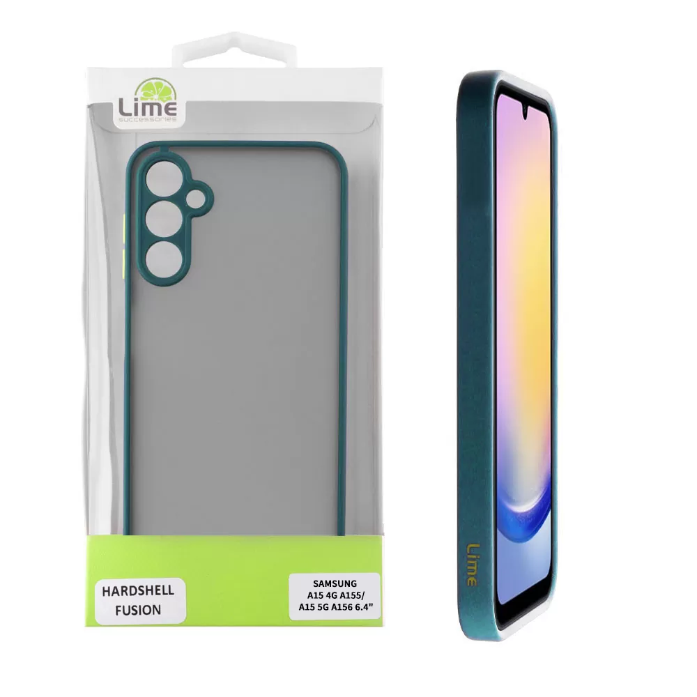 LIME HARDSHELL FUSION ΘΗΚΗ SAMSUNG A15 4G A155/A15 5G A156 6.4in  FULL CAMERA PROTECTION GREEN WITH YELLOW KEYS