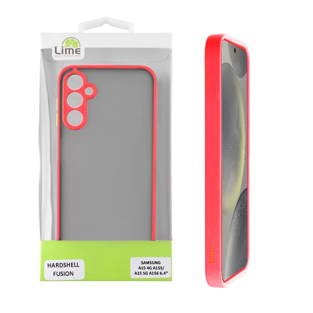 LIME HARDSHELL FUSION ΘΗΚΗ SAMSUNG A15 4G A155/A15 5G A156 6.4in  FULL CAMERA PROTECTION RED WITH BLACK KEYS