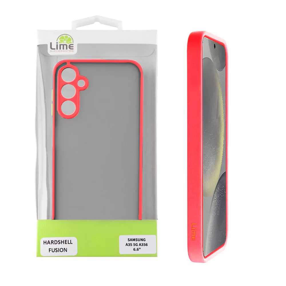 LIME HARDSHELL FUSION ΘΗΚΗ SAMSUNG A35 5G A356 6.6in  FULL CAMERA PROTECTION RED WITH BLACK KEYS