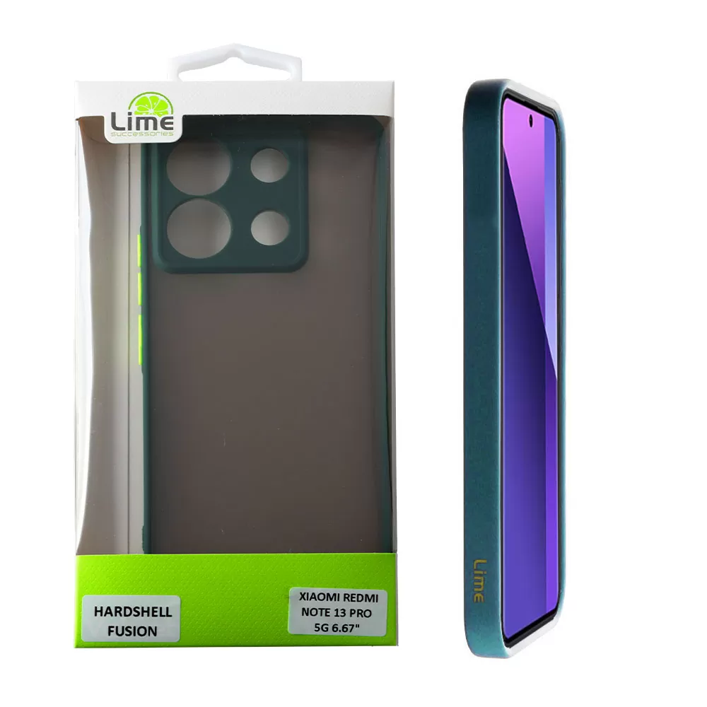 LIME HARDSHELL FUSION ΘΗΚΗ XIAOMI REDMI NOTE 13 PRO 5G 6.67in  FULL CAMERA PROTECTION GREEN WITH YELLOW KEYS