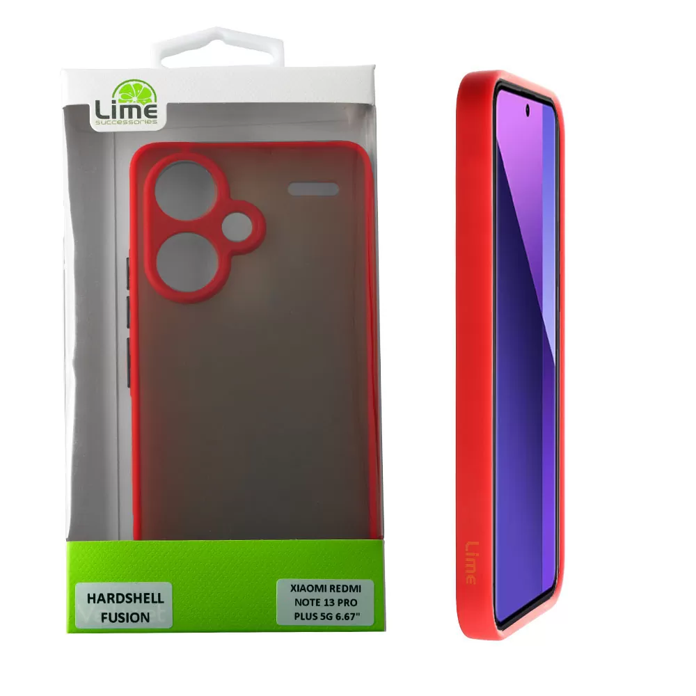 LIME HARDSHELL FUSION ΘΗΚΗ XIAOMI REDMI NOTE 13 PRO PLUS 5G 6.67in  FULL CAMERA PROTECTION RED WITH BLACK KEYS