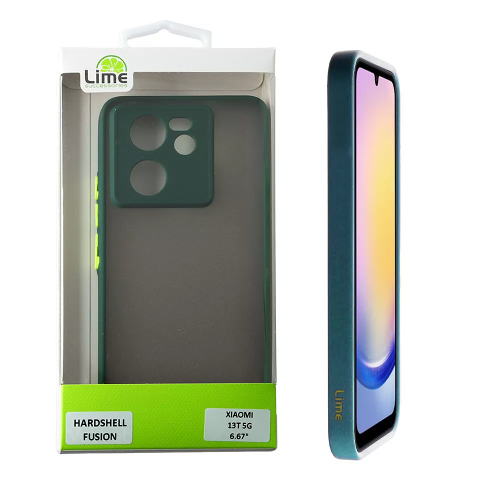 LIME HARDSHELL FUSION ΘΗΚΗ XIAOMI 13T 5G 6.67in  FULL CAMERA PROTECTION GREEN WITH YELLOW KEYS