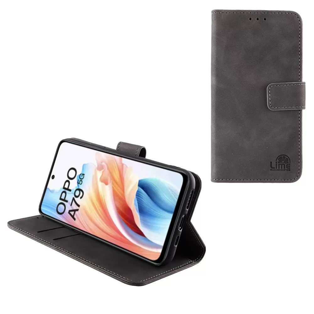 LIME ESSENTIAL ΘΗΚΗ OPPO A79 5G 6.72in  MAGNET BOOK STAND CLIP GREY